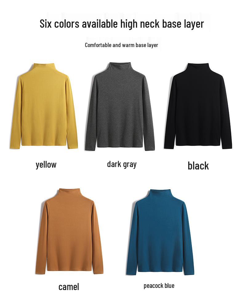 Dámský zeštíhlující bavlněný top s dlouhým rukávem a vysokým krkem na jaro 2025