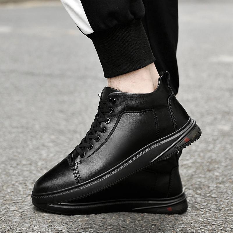 Fashion Genuine Leather Warm Winter Boots Men All-match Men Boots 2024 New Mens Sneakers Classic High Top Male Breathable Walking Shoe