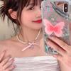 Sweet Pink Heart Necklace with Imitation Pearl Elegant Heart Cross Choker Clavicle Chain for Women Teen Fashion Jewelry