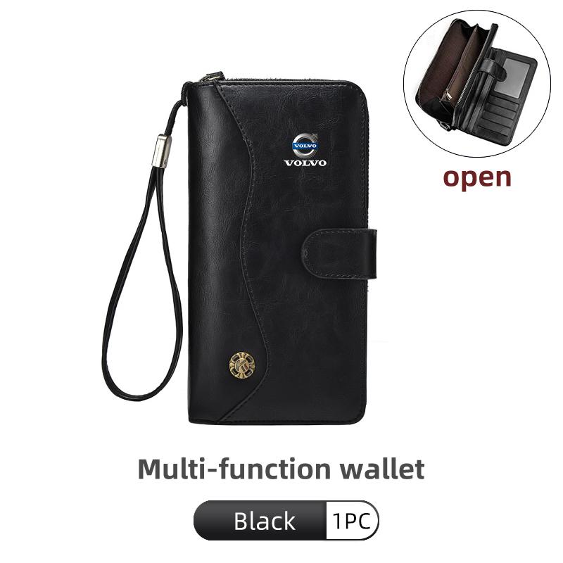 Auto Leather Money Organizer Car Logo Men Wallet Card Holder Tools For Volvo S60 S90 T6 V40 V50 V60 V70 V90 XC40 XC60 XC70 XC90 OE8