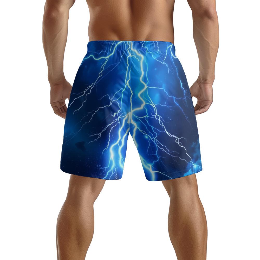 European And American Dark Natural Lightning Element Men'S Casual Shorts Beach Pants