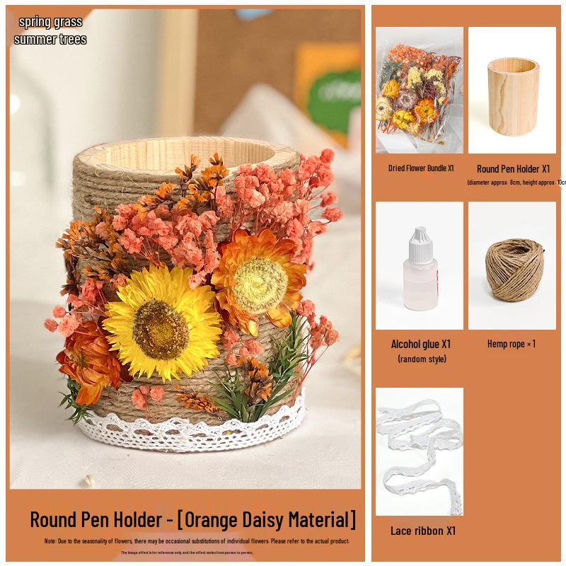 Preserved Flower Pen Holder DIY Kit - Mid-Autumn Festival Parent-Child Activity or Team Building