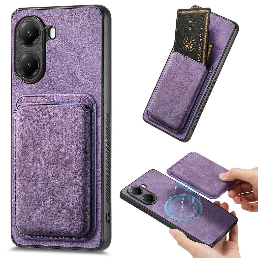 For Xiaomi Redmi Turbo 4 5G Case Compatible with MagSafe Leather Back Cover with Detachable Card Holder