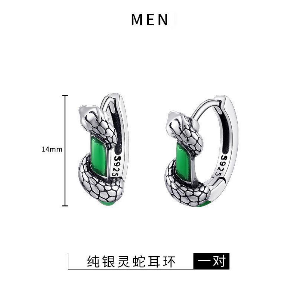 1PAIR Earrings men's high-end sense trend ruffian handsome snake single  cold wind boys earrings