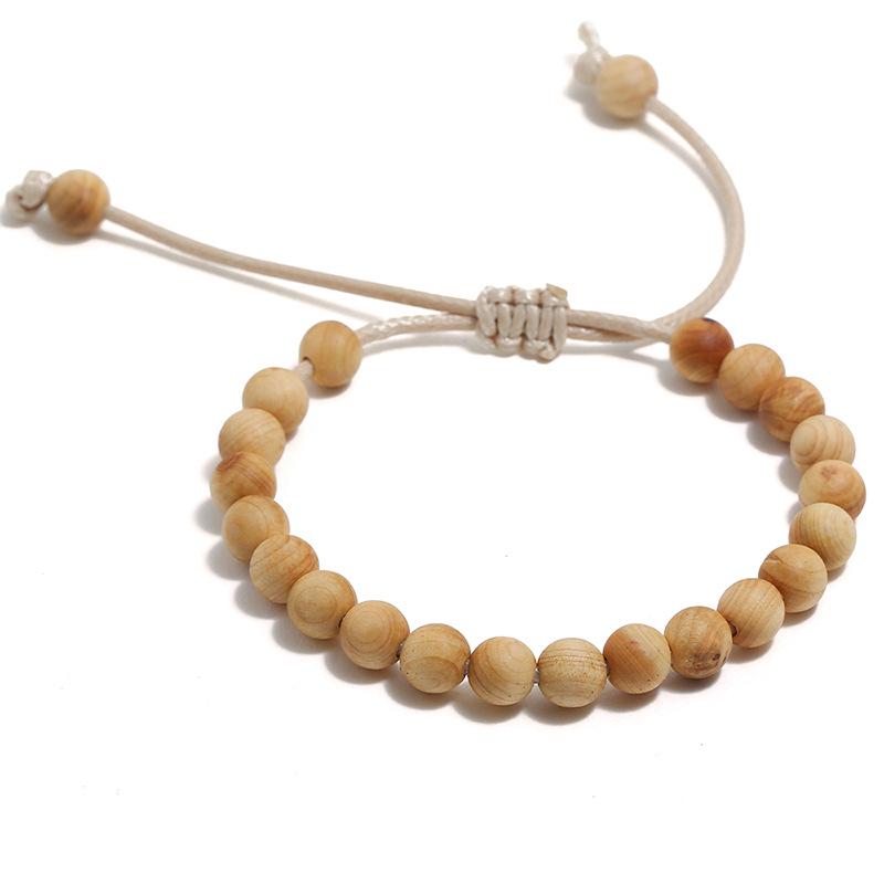 Vintage 8MM Wooden Beads Bracelet for Men Meditation Buddha Charm Bracelets Women Healing Balance Payer Jewelry Adjustable