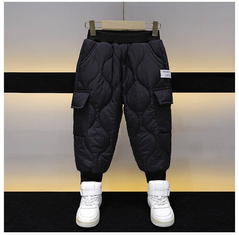 Autumn and Winter Boys' Quilted Suit Children's Solid Color Thick Cotton-padded Two-piece Baby Winter Cotton-padded Suit