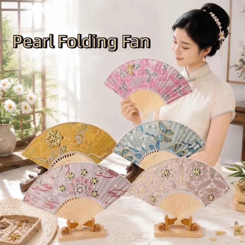 Butterfly Floral Print Hand Fan Portable Chinese Style Fan Elegant Handmade Fan Art Craft Project