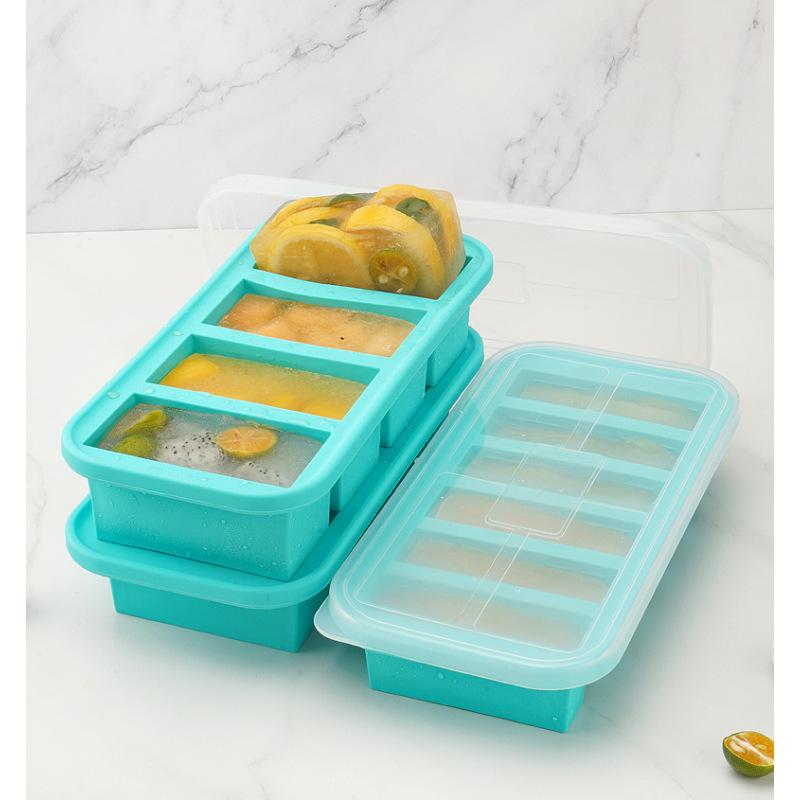 Silicone Freezer Mold with Lid Refrigerated Food Storage Box Food Box Silicone Ice Tray Mold Ice Box Crisper