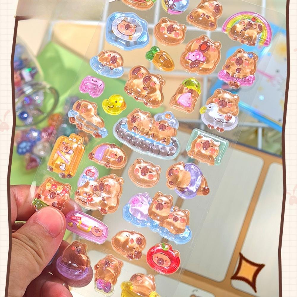 2 pcs/lot Capybara Enjoy Life Cartoon Drop 3D Relief Stickers Scrapbooking DIY Journaling Stationery Diary Decor Cute Stickers