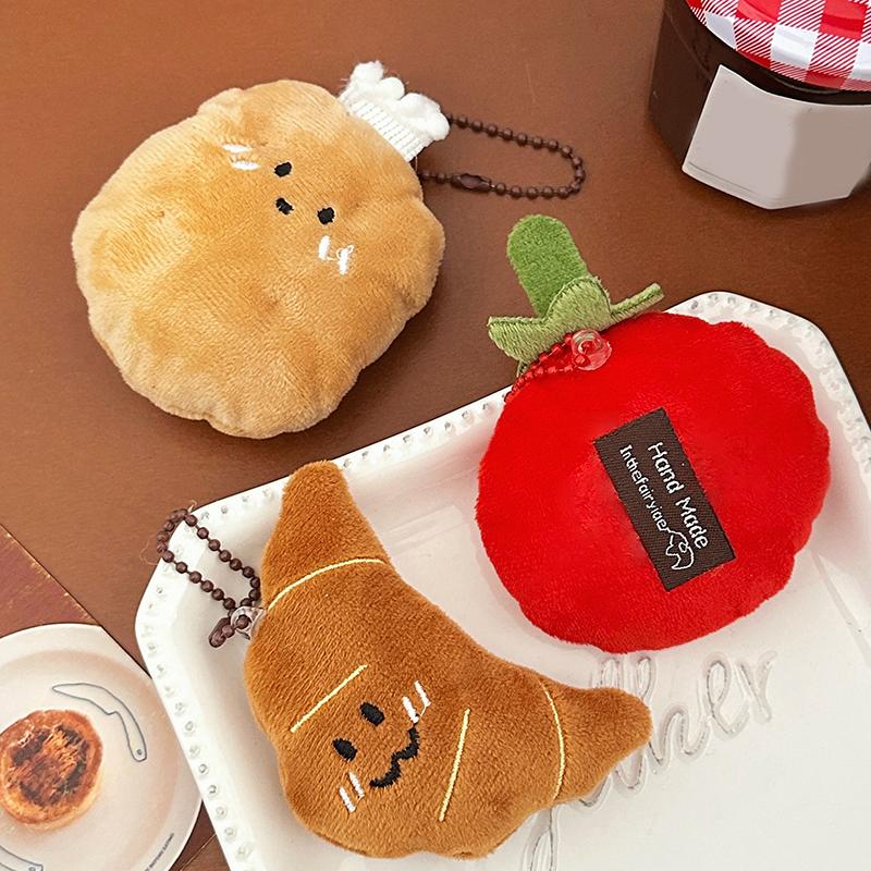 1Pc Kawaii Croissant Pendant Bread Doll Stuffed Keyrings Cute Tomatoes Plush Food Keychain For Bag Decoration Diy Accessories