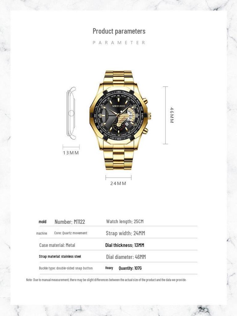 Large Dial Men's Watch with Creative Calendar and Steel Band, Non-Mechanical Oversized Design