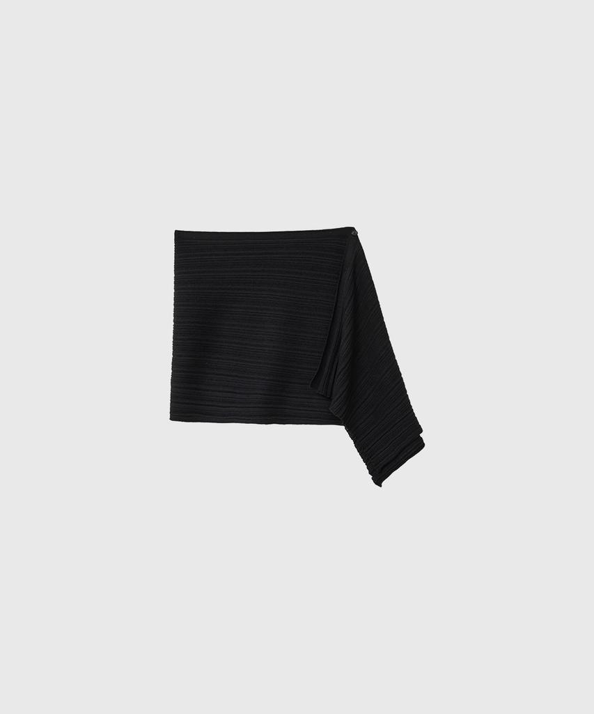 General Idea Pleated Knit Wrap Skirt [Black] / Gf2Let529