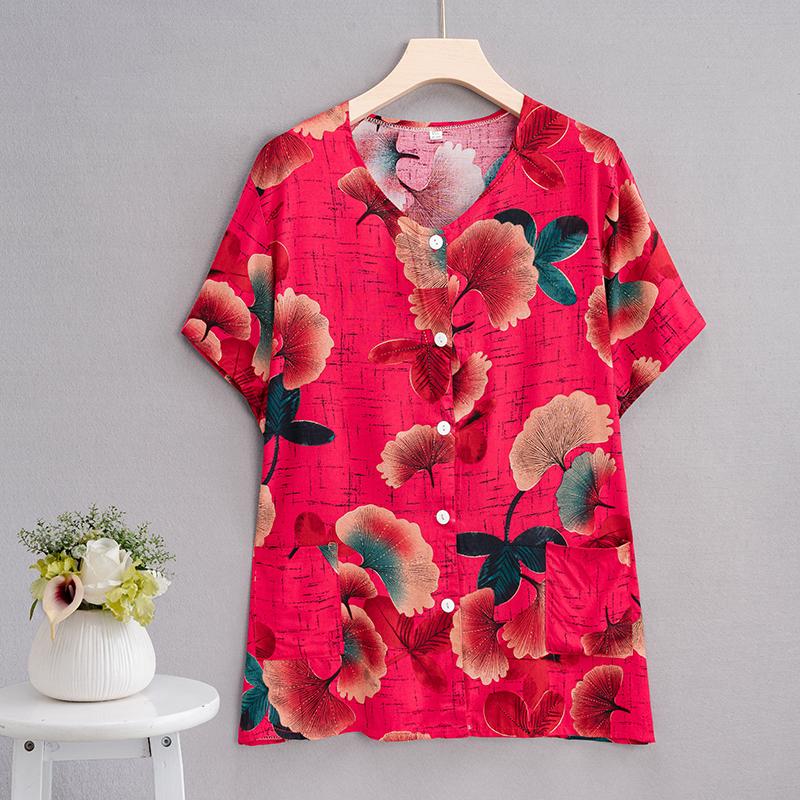 Summer Top Women Cardigan Thin Short Sleeve Plus Size Women's Blouse Summer Loose Vintage Clothes