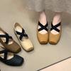 Chaussures de ballet rétro niche à brides croisées 2025 automne nouveau talon compensé intérieur bout carré décolleté Mary Jane chaussures simples femmes