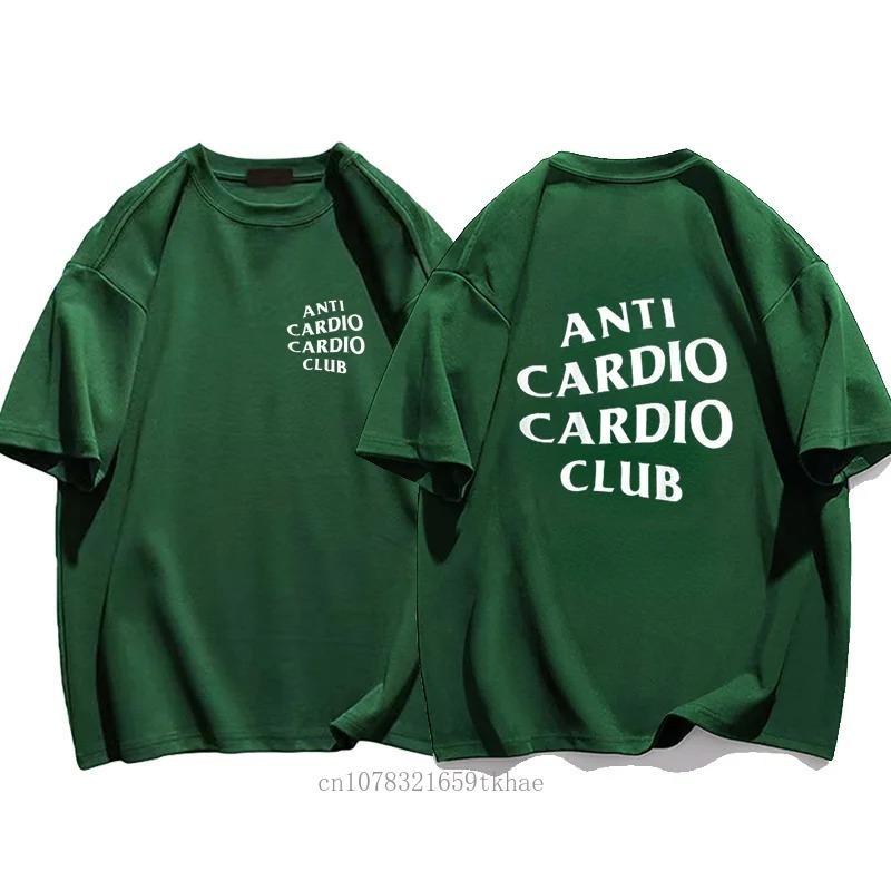 Plus Size Anti Cardio Club T Shirt Gym Life Letter Print T-Shirt Cotton Tshirt for Women Men Clothes Oversize Male Tee Summer