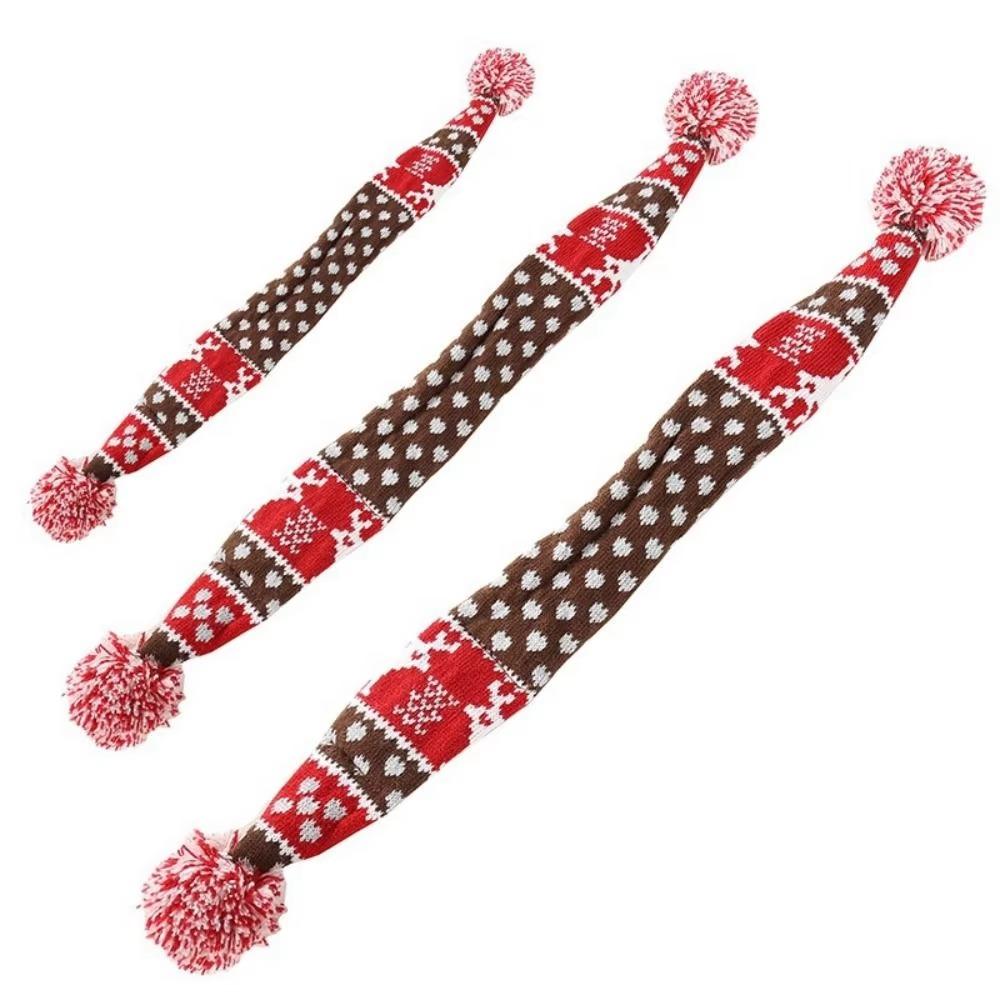 with Hair Ball Knitted Dog Scarf Striped Christmas Pet Scarf Pet Holiday Scarf Christmas Party