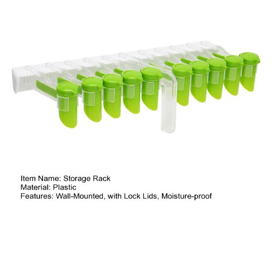 Wall-Mounted Spice Packet Organizer with Lock Lids Seasoning Packet Storage Rack Holds 10 Packets Kitchen Spice Packet Holder for Space-Saving Quick