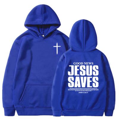Jesus rettet Johannes Gemustertes bedrucktes Hoodie Christliche Bibel Herrenbekleidung Bequemes Sweatshirt mit Tasche