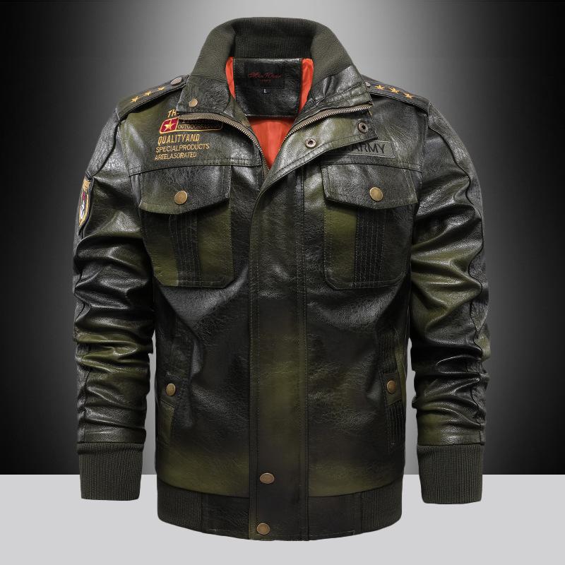 Giacca da Uomo in Pelle Moda Casual Locomotiva Giacca in Pelle PU Taglia Grande Abbigliamento da Uomo Pile Ispessito Multitasche