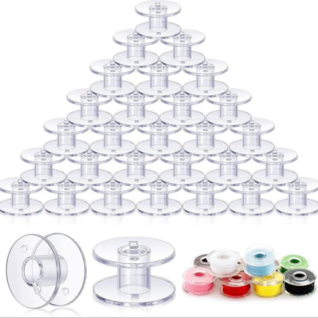 Plastic Bobbins Class 15 Transparent Sewing Machine Bobbins Bulk Compatible SA156 Thread Spools Embroidery Supplies Accessories