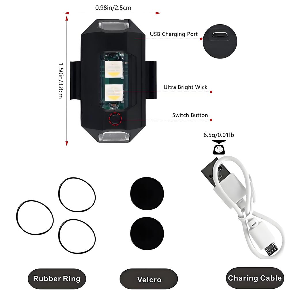 Universal Drone Strobe Light Motorcycle Lights USB LED Anti-Collision Bike Aircraft Night Flying Flashing Warning Signal Light