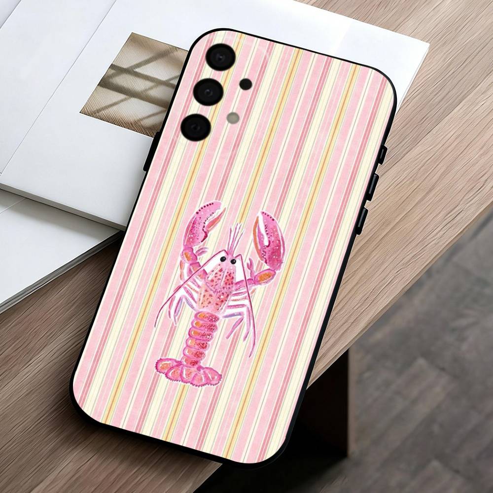L-Lobster On S-Stripes Ocean  Phone Case For Samsung Galaxy A73,A72,A71,A70,A53,A52,A51,Soft Silicone Black Cover