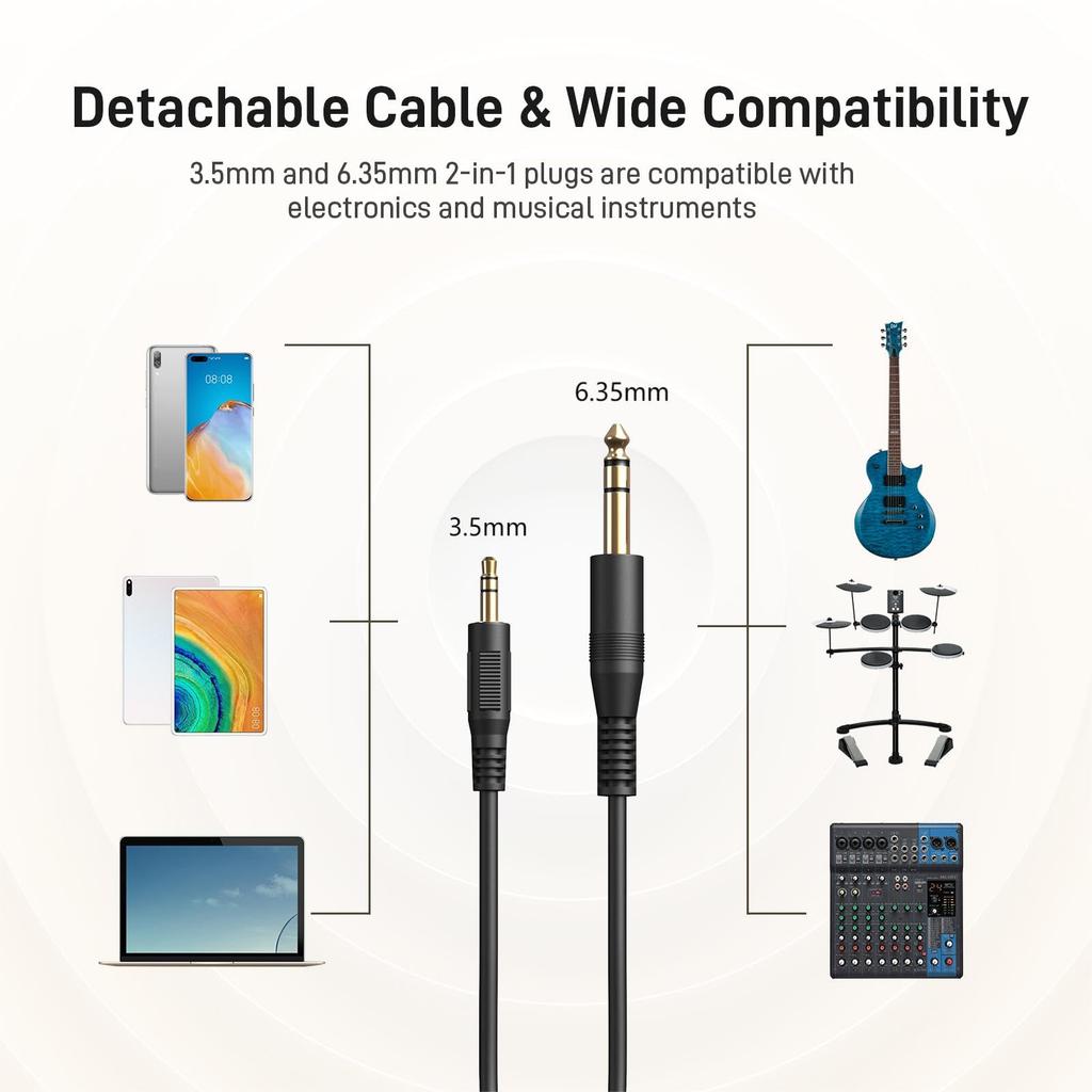 MAONO AU-MH601 Monitor Headphones, Wired Over-Ear Headphones for DJing, Closed-Back Sound-Isolating, Foldable, with 50mm Drivers and 3.5mm6.35mm