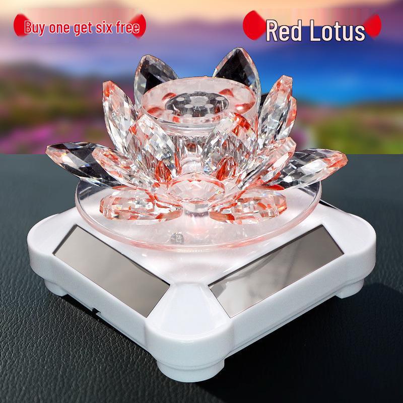 Rotating Crystal Lotus Solar Car Air Freshener & Aromatherapy Ornament
