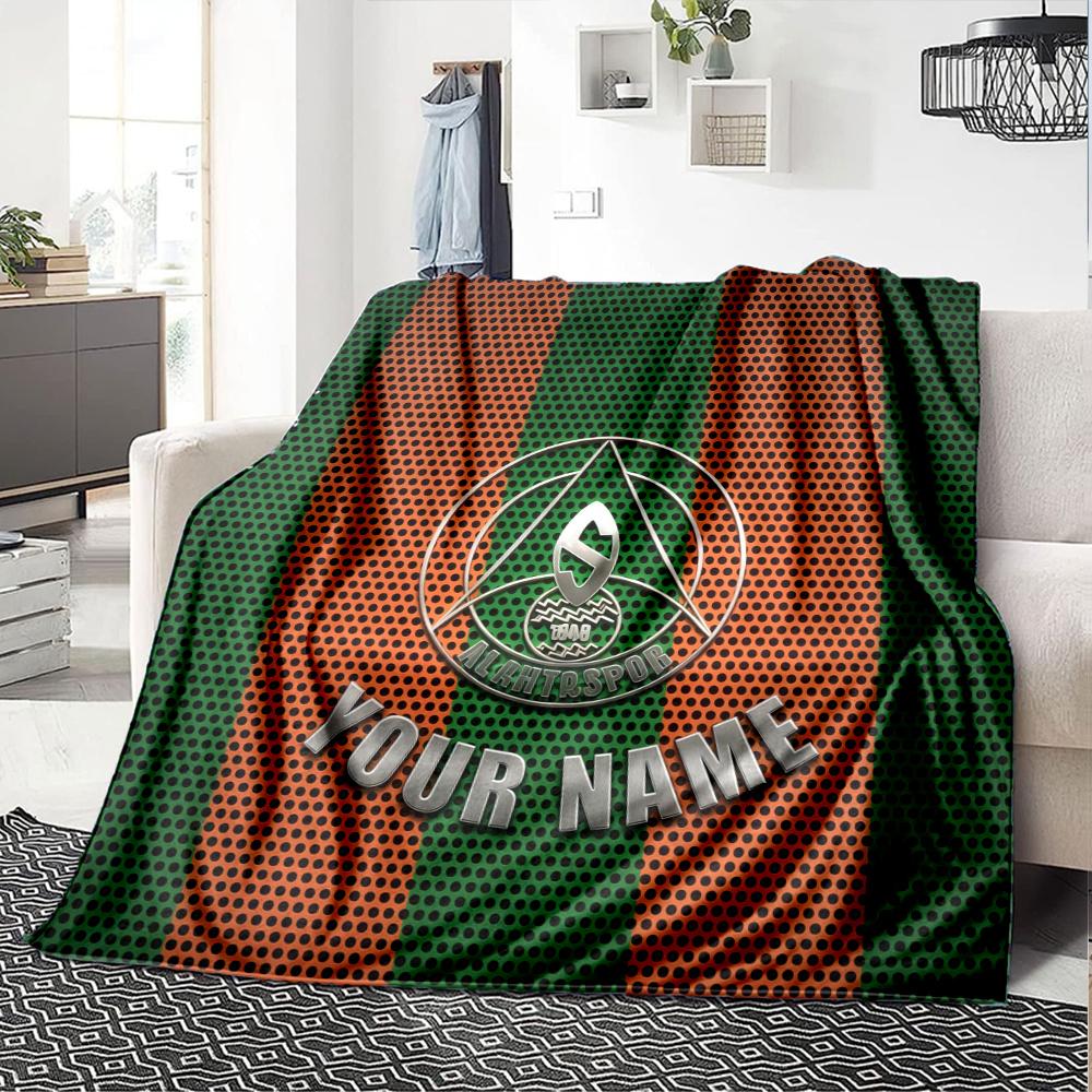 1PC Alanyaspor Custom Name Patterned Flannel Blanket Suitable For All Seasons For Home Decor Warmth And Comfort Gifts Holiday Present