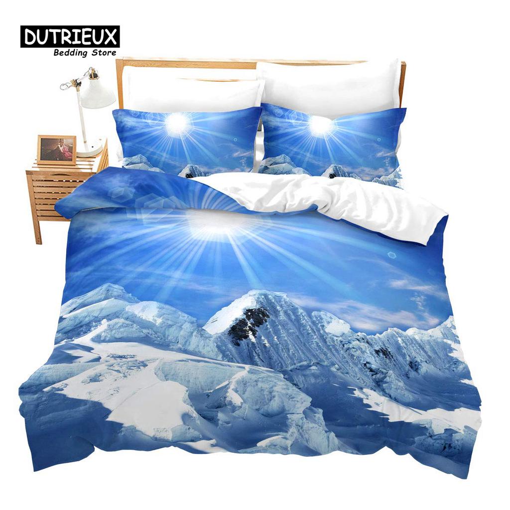 Snow Mountain Duvet Cover Set, 3pcs Bedding Set, Soft Comfortable Breathable Duvet Cover, For Bedroom Guest Room Decor