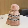 Winter Hats for Women - Bobble Hat Thermal Fleece Beanie Hat Double Layer Fleece Lined Pom Pom Hats Colorful Cable Knitted Hat coffee