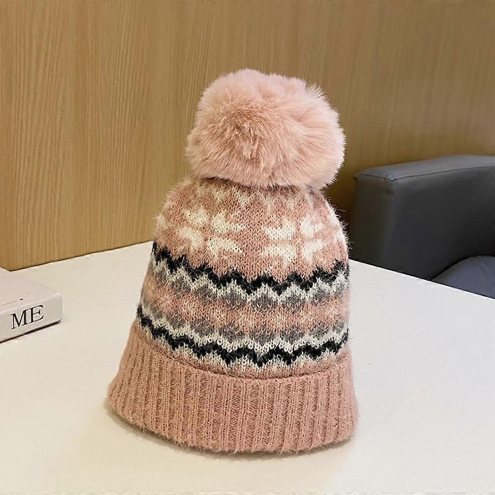 Winter Hats for Women - Bobble Hat Thermal Fleece Beanie Hat Double Layer Fleece Lined Pom Pom Hats Colorful Cable Knitted Hat coffee