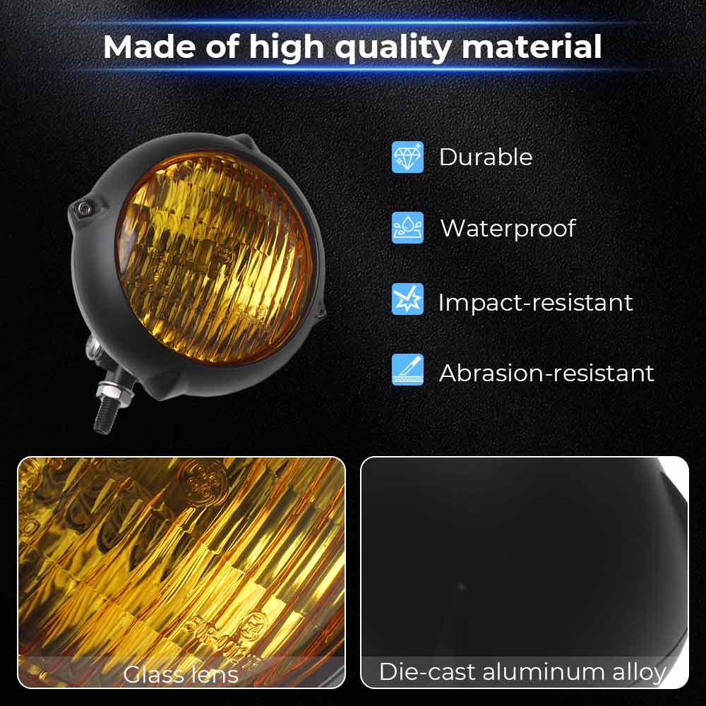 4.5 Inch Round Motorcycle Headlight H4 Headlamp Amber Lamp For Harley Kawasaki Honda Yamaha Suzuki Chopper Cafe Racer