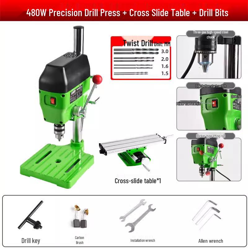 220V Industrial-Grade Mini High-Power Precision Bench Drill for Household and Multi-Functional Use