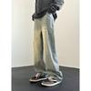 Herren-Jeans im Retro-Stil, gewaschen, Vintage, weites Bein, lockere, gerade Beinform, lässig, vielseitig, lange Hängehose