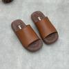 Johnature Genuine Leather Peep Toe Flat Slippers Simple Comfortable Soft Soled Cowhide Women's Slides