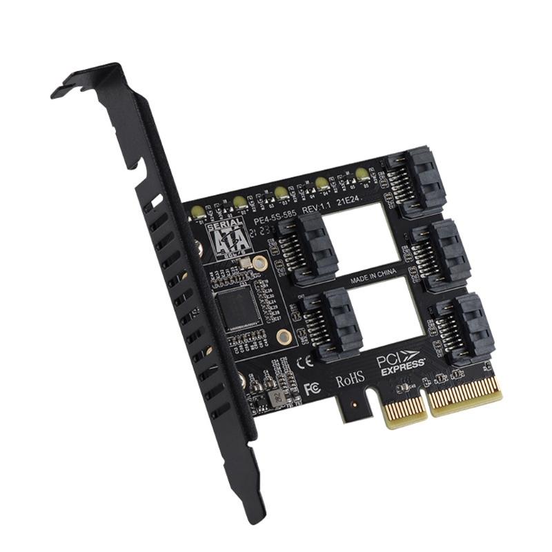PCI-E 4X to 3.0 pansion Card 5 Full Speed Ports 6Gbps Transfer pansion Hard Drive for Win7 / 8/10 / Linux