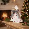 Christmas Table Decorations Tree Wooden Tabletop Sign, Rustic Polka Dot Xmas Tiered Tray Centerpiece Seasonal Home Accents with Bow, Farmhouse Holiday