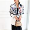 130cm Retro Floral Printing Twill Silk Square Scarf Women Multi-Purpose Shawl Sun Protection Four Season Travel Scarf