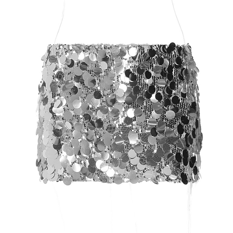 

Shemoda Sexy Reflective Low Waist One-Step Skirt Sequin Silver S
