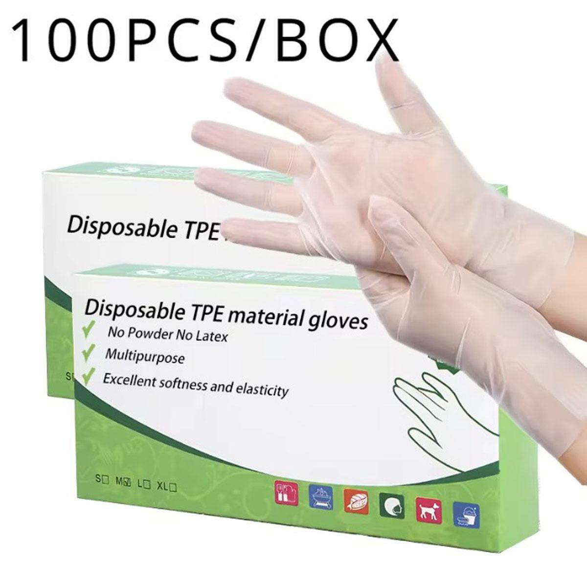 

100 шт одноразовых перчаток TPE, без пудры и латекса, подходят для кухни, уборки ванной комнаты S