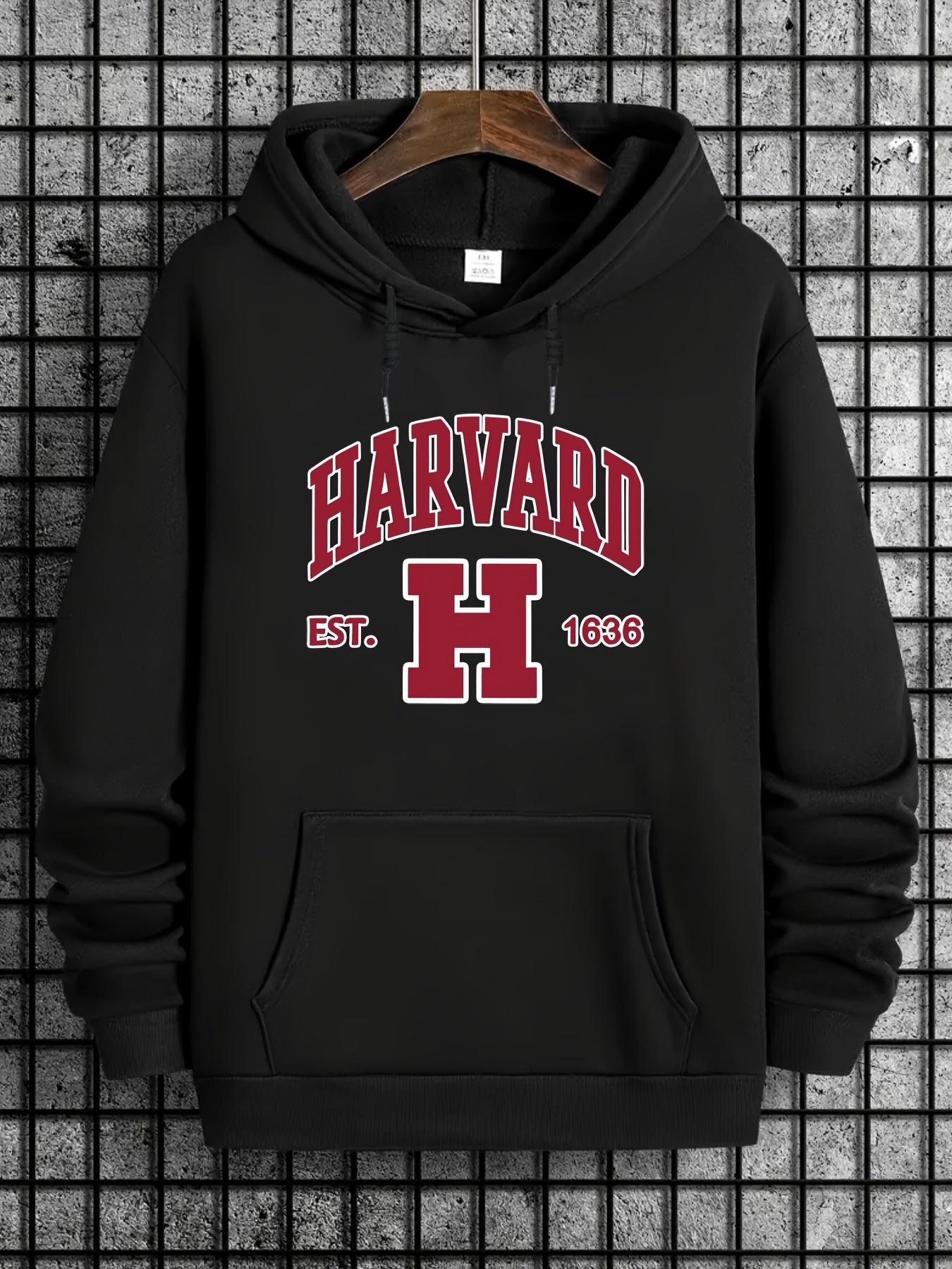 

Harvard Print Hooded Sweatshirt - Soft Slight Stretch Polyester Fabric for Comfortable Casual Wear Autumn Seasons S