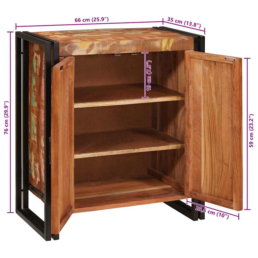 Nightstand Multicolored 66 x 35 x 76 cm Solid Reclaimed Wood