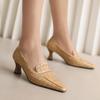 Women's High Heel Single Shoes Spring and Summer New Thick with Solid Color Large Size Matching Low Top Shoes