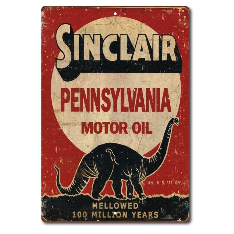 Sinclair Oil Vintage Tin Sign, Dino Gasoline Retro Metal Wall Decor