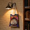 Cute Oil Painting Cat Storage Bags Large Capacity Canvas Bag For Female Students To Hold Books Tote Mommy Bag
