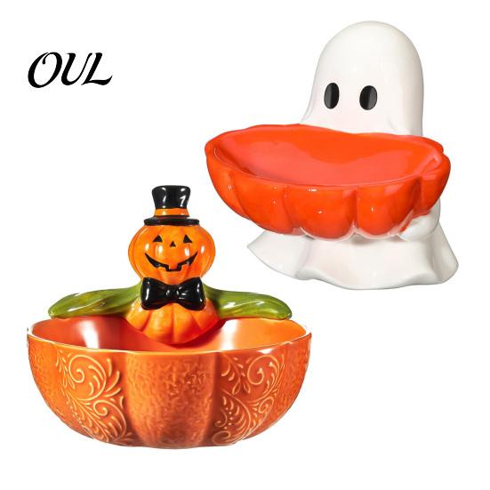 Festlicher Tischschmuck Halloween Süßigkeitenschale, Kürbis Geisterförmige Schale, Gruselige Servier-Dekorative Schale für Kekse, Desserts, Party Trick or