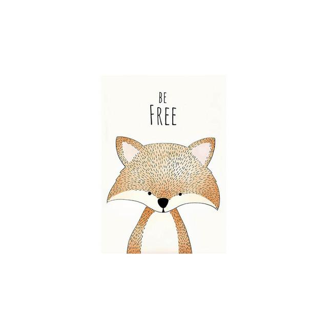 Solid Wood Frame Nordic Cute Cartoon Animal Canvas Painting Picture Be Brave Be Strong Children's Room Kindergarten Kids Wall Art Decor