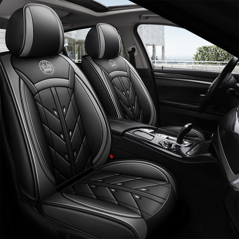 Universal Full Leather Car Seat Cushion for Five-Seaters - All-Season Coverage