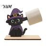Halloween Party Supplies 2Pcs Paper Towel Holder, Cartoon Animal Tabletop Roll Dispenser, Wooden Stable Wood Tissue Support Stand for Kitchen Bathroom